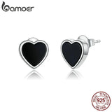 925 Silver Agate Heart Stud Earrings Punk Jewelry SCE915