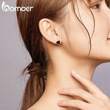 925 Silver Agate Heart Stud Earrings Punk Jewelry SCE915