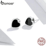 925 Silver Agate Heart Stud Earrings Punk Jewelry SCE915