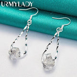 925 Silver Double Ring Earrings Wedding Engagement Party Jewelry