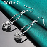 925 Silver Double Ring Earrings Wedding Engagement Party Jewelry