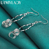 925 Silver Double Ring Earrings Wedding Engagement Party Jewelry