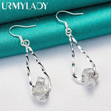 925 Silver Double Ring Earrings Wedding Engagement Party Jewelry