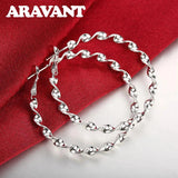 925 Silver 45MM Hoop Earrings For Women Girls Jewelry Gift