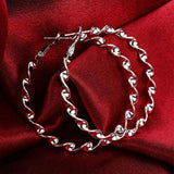 925 Silver 45MM Hoop Earrings For Women Girls Jewelry Gift