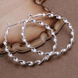 925 Silver 45MM Hoop Earrings For Women Girls Jewelry Gift