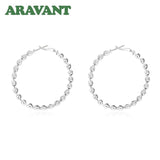 925 Silver 45MM Hoop Earrings For Women Girls Jewelry Gift