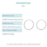 925 Silver 45MM Hoop Earrings For Women Girls Jewelry Gift