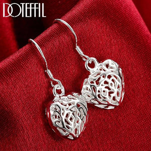925 Silver Heart Geometric Earrings Women's Jewelry Wedding Gift
