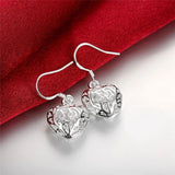 925 Silver Heart Geometric Earrings Women's Jewelry Wedding Gift