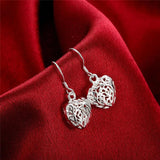 925 Silver Heart Geometric Earrings Women's Jewelry Wedding Gift