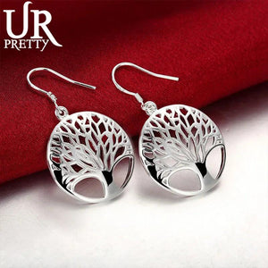 925 Silver Tree Pendant Earrings Women Wedding Jewelry