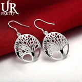 925 Silver Tree Pendant Earrings Women Wedding Jewelry