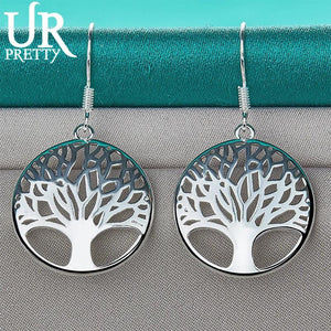 925 Silver Tree Pendant Earrings Women Wedding Jewelry