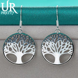 925 Silver Tree Pendant Earrings Women Wedding Jewelry