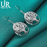 925 Silver Tree Pendant Earrings Women Wedding Jewelry
