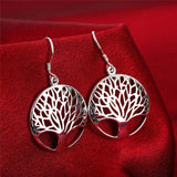 925 Silver Tree Pendant Earrings Women Wedding Jewelry