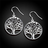 925 Silver Tree Pendant Earrings Women Wedding Jewelry