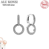 925 Silver Pan Earring Crystal Women Wedding Jewelry