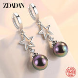 925 Silver Pearl Long Dangle Earrings Wedding Jewelry