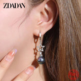 925 Silver Pearl Long Dangle Earrings Wedding Jewelry