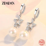 925 Silver Pearl Long Dangle Earrings Wedding Jewelry