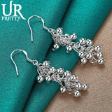 925 Silver Grape Drop Earring Women Wedding Engagement Party Jewelry