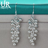 925 Silver Grape Drop Earring Women Wedding Engagement Party Jewelry