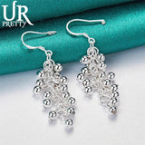 925 Silver Grape Drop Earring Women Wedding Engagement Party Jewelry