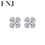 Clover Earrings 925 Silver Studs Zircon
