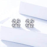 Clover Earrings 925 Silver Studs Zircon