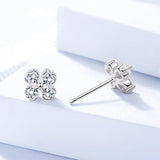 Clover Earrings 925 Silver Studs Zircon