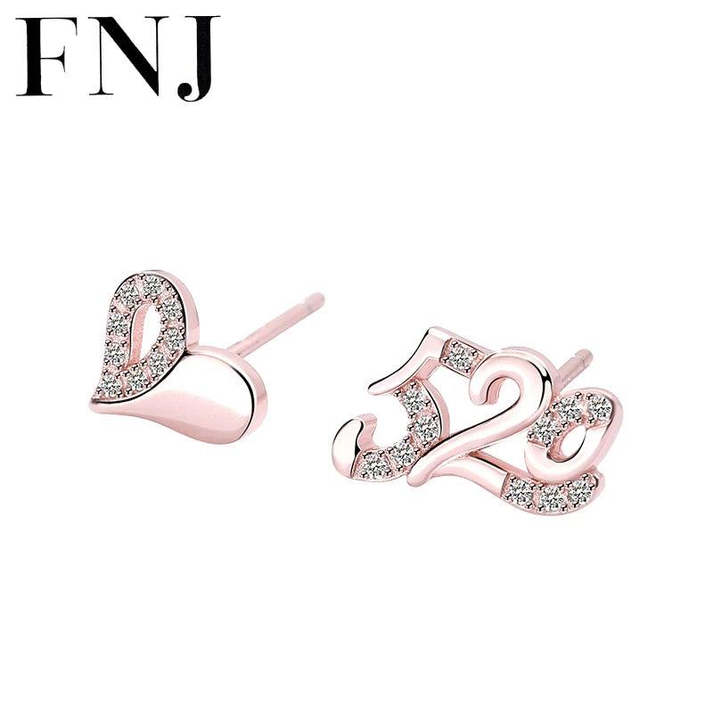 Heart Love Earrings 925 Silver Jewelry Pure S925 Sterling Silver Stud Earring