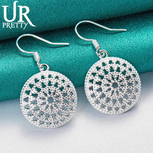 925 Silver Carved Drop Earrings Women Wedding Party Jewelry
