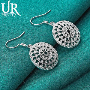 925 Silver Carved Drop Earrings Women Wedding Party Jewelry