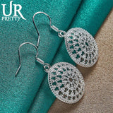 925 Silver Carved Drop Earrings Women Wedding Party Jewelry