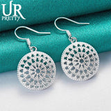 925 Silver Carved Drop Earrings Women Wedding Party Jewelry
