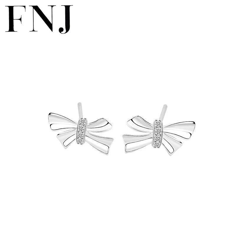 925 Silver Bow Earrings Studs for Women