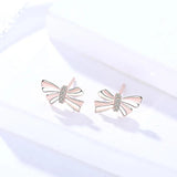 925 Silver Bow Earrings Studs for Women