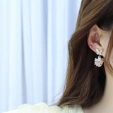 Zircon Butterfly Earrings Pink Crystal Stud Wedding Bridal Jewelry