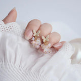 Zircon Butterfly Earrings Pink Crystal Stud Wedding Bridal Jewelry