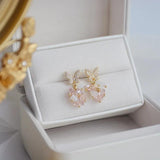 Zircon Butterfly Earrings Pink Crystal Stud Wedding Bridal Jewelry