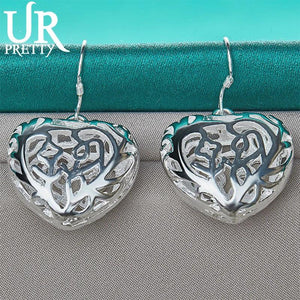 925 Silver Pattern Heart Earrings Set Wedding Gift