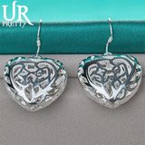 925 Silver Pattern Heart Earrings Set Wedding Gift