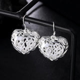 925 Silver Pattern Heart Earrings Set Wedding Gift