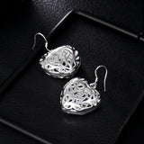 925 Silver Pattern Heart Earrings Set Wedding Gift