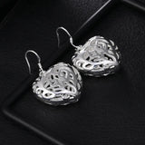 925 Silver Pattern Heart Earrings Set Wedding Gift