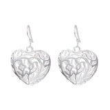 925 Silver Pattern Heart Earrings Set Wedding Gift