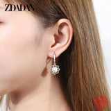925 Silver Vintage Floral Pearl Drop Earrings Wedding Jewelry Gift