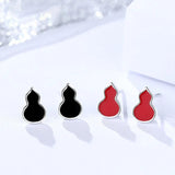 925 Silver Gourd Earrings Red Pain Stud Women Jewelry